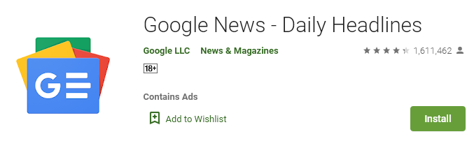 Google News is a popular news app that gives you news headlines from national, international and local areas. 