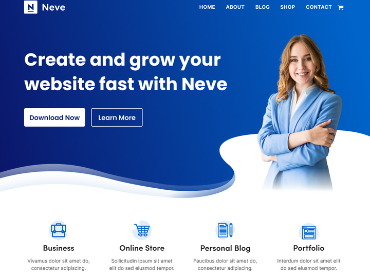 Neve is a super-fast, easily customizable free WordPress theme suitable for blogs, small businesses, and agencies.